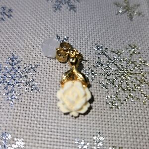 1930s Pair of celluloid Ivory rose pierced earrings